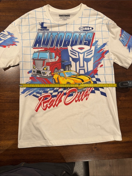 Hybrid Apparel Other - Hybrid Apparel White Mens Autobots Graphic Tee with Red Blue Yellow Accents